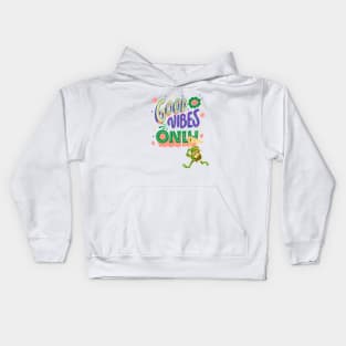 Good vibes - cute vintage anime frog Kids Hoodie